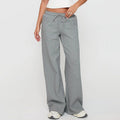 Pantalon décontracté ample pour femme avec cordon de serrage et taille élastique, couleur unie