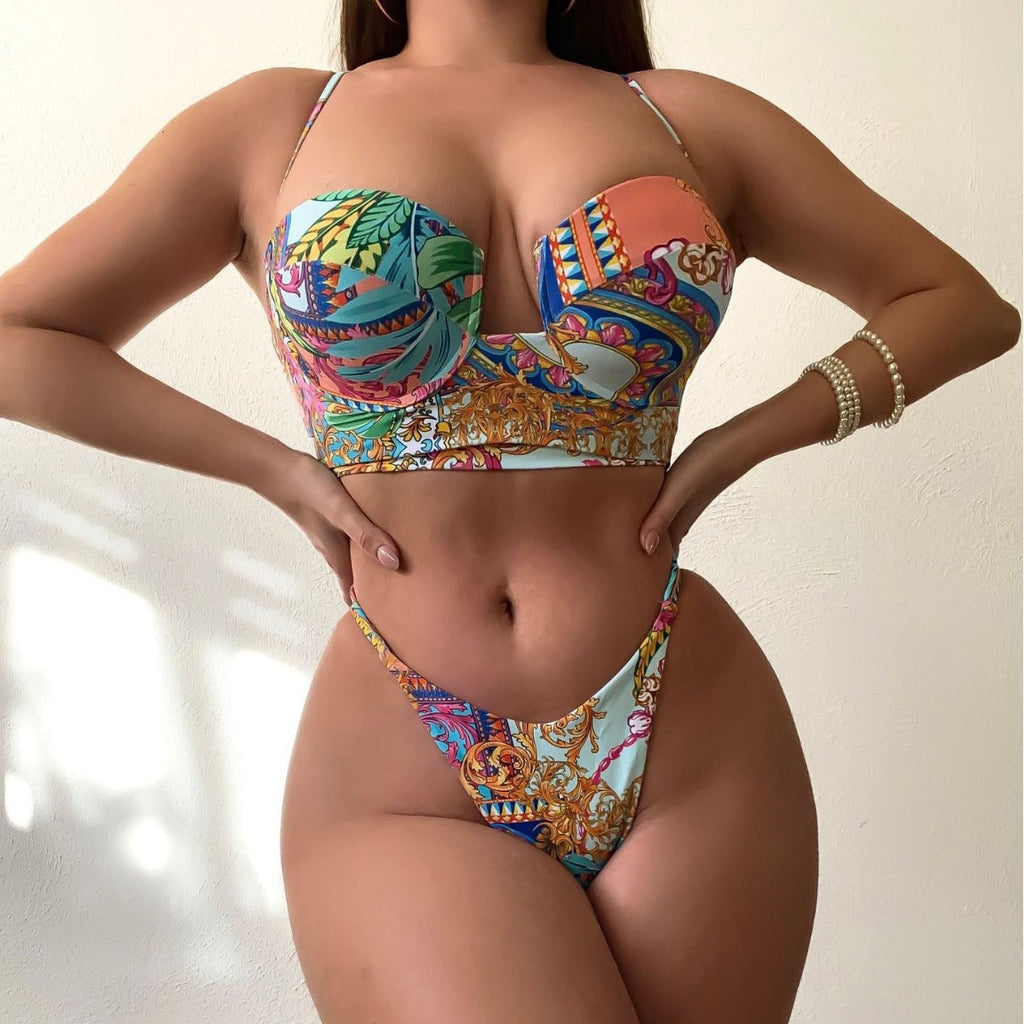 Sexy tropischer Blumenprint Hard Cup Bikini