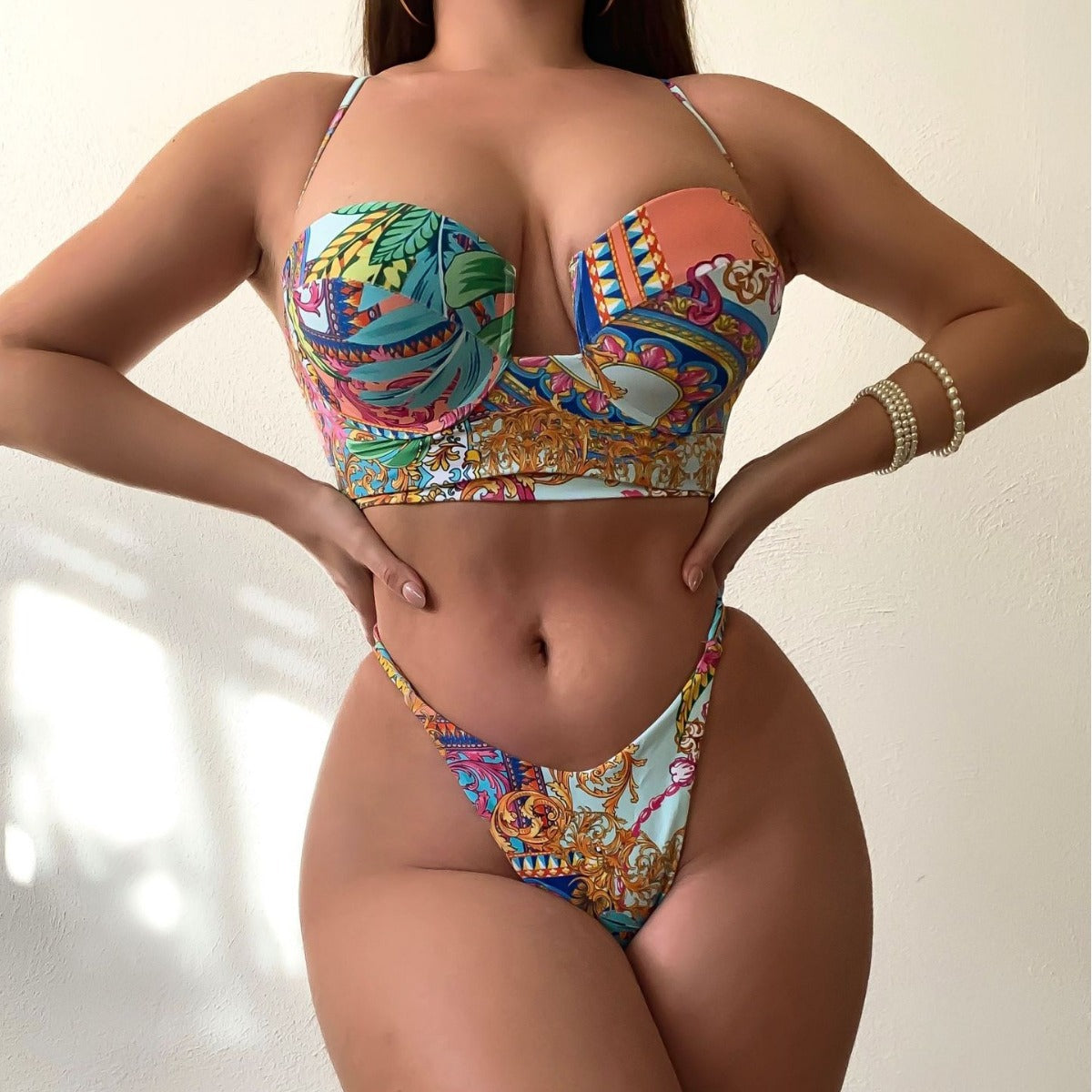 Sexy tropischer Blumenprint Hard Cup Bikini