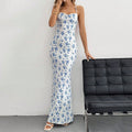 Vêtements pour femmes Printemps Été Douce Robe de Vacances Fleurie à Bretelles Dos Nu