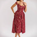 Robe d'été pour femme, collection printemps-été, élégante, épaules dénudées, dos nu, coupe ajustée, cintrée, imprimée