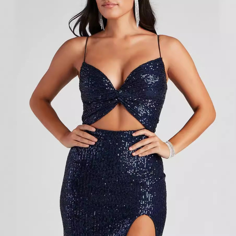 Robe élégante à sequins perlée pour femme pour les soirées cocktails et les clubs