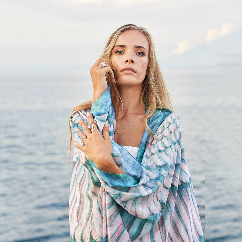 Bedrucktes Strandtuch Manga Ocean Wing Serie Sexy Göttin Strandtuch für Frauen