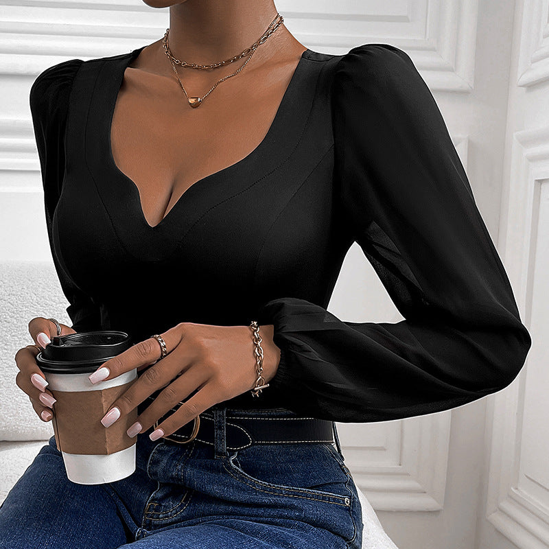 Combinaison Femme Col V en Maille Noire
