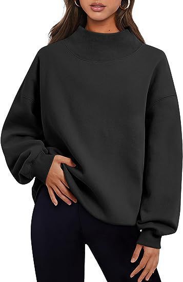Damen Herbst Winter Casual Fleecehemd Damen Dicke Halb-Rollkragen Lockere Sweatshirts
