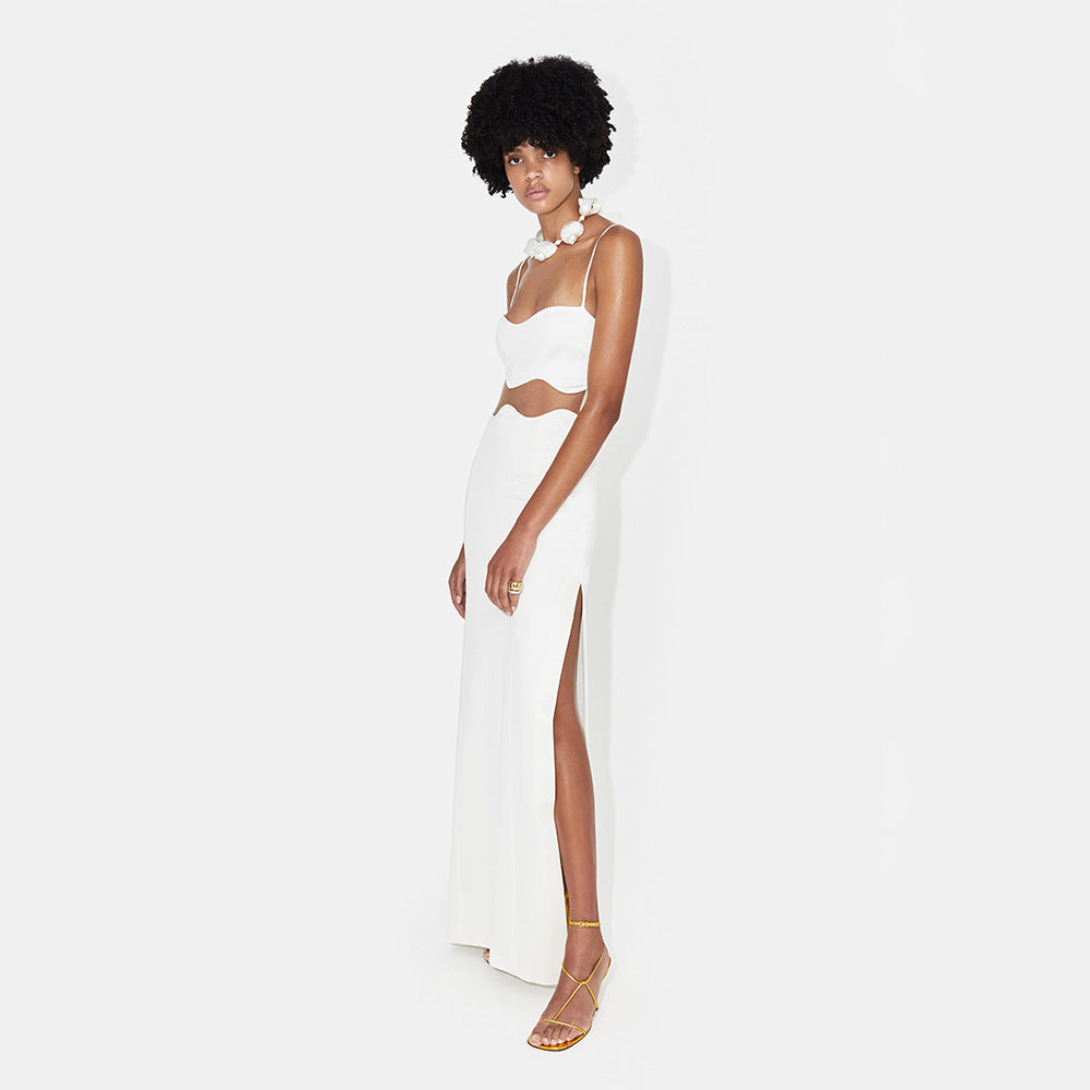 Damenbekleidung Herbst Welle Netz Spaghetti-Träger Kleid Sexy Kurzes Outfit Durchsichtiges Schlitzkleid