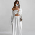 Trägertop Hose Langarm Dreiteiliger Set Bequemer Pyjama Herbst Strick Freizeit Hausanzug