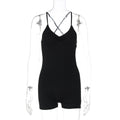Damenbekleidung Sommer Einfarbig Spaghettiträger Rückenfrei Fitness Yoga Enger Jumpsuit