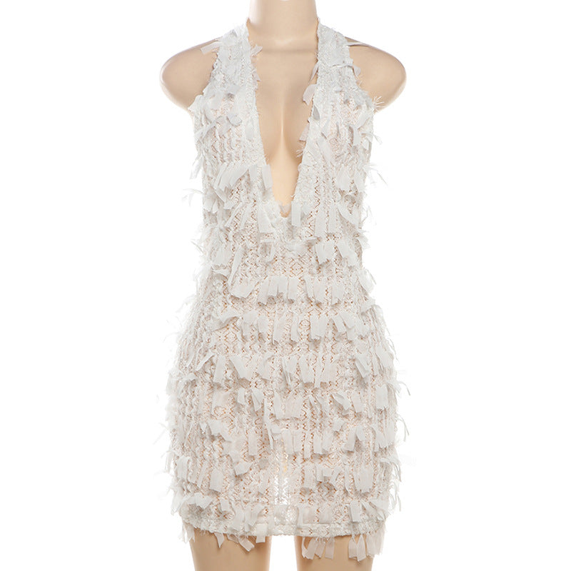 Robe fourreau moulante sexy d'été pour femme, dos nu, col en V, à lacets