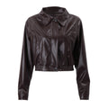 Damenkleidung Herbst Retro Kragen Reißverschluss Kunstleder Freizeitjacke Mantel