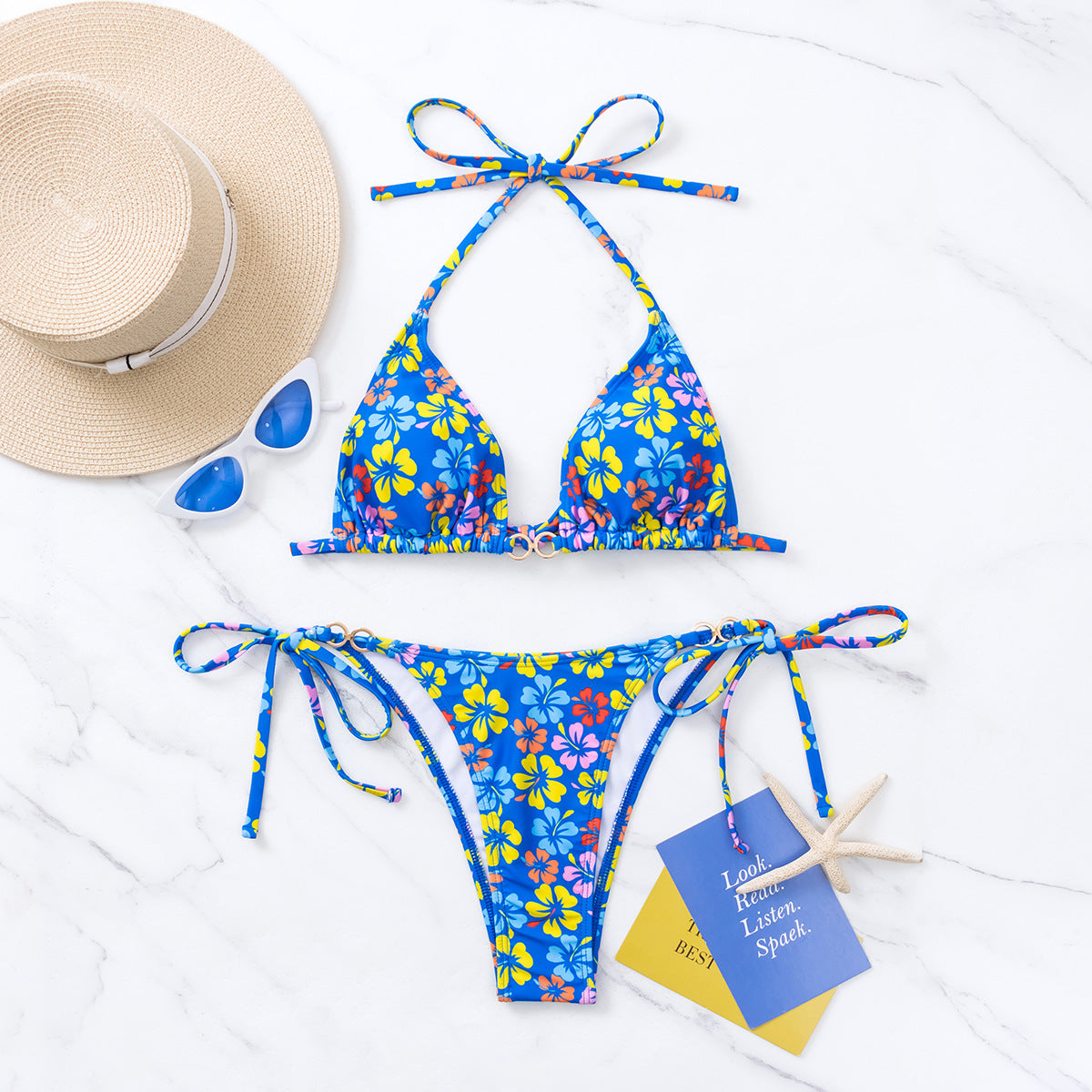 Bikini Triangel-Cup Schnürung Sexy Neckholder Bikini Badeanzug Bademode Krawatte