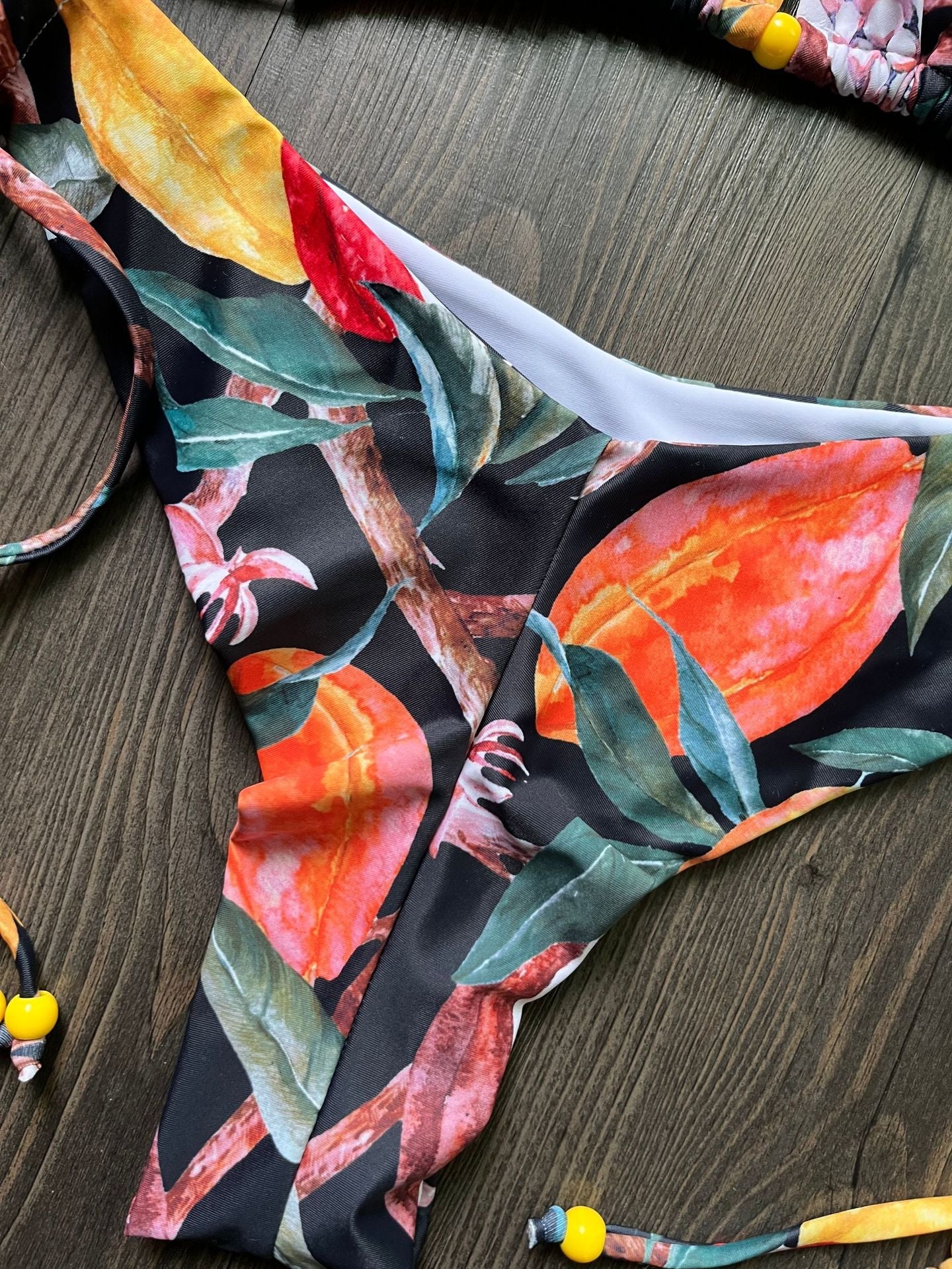 Bikini Digital bedruckt Sexy zum Schnüren Neckholder Triangel-Split-Badeanzug Damen