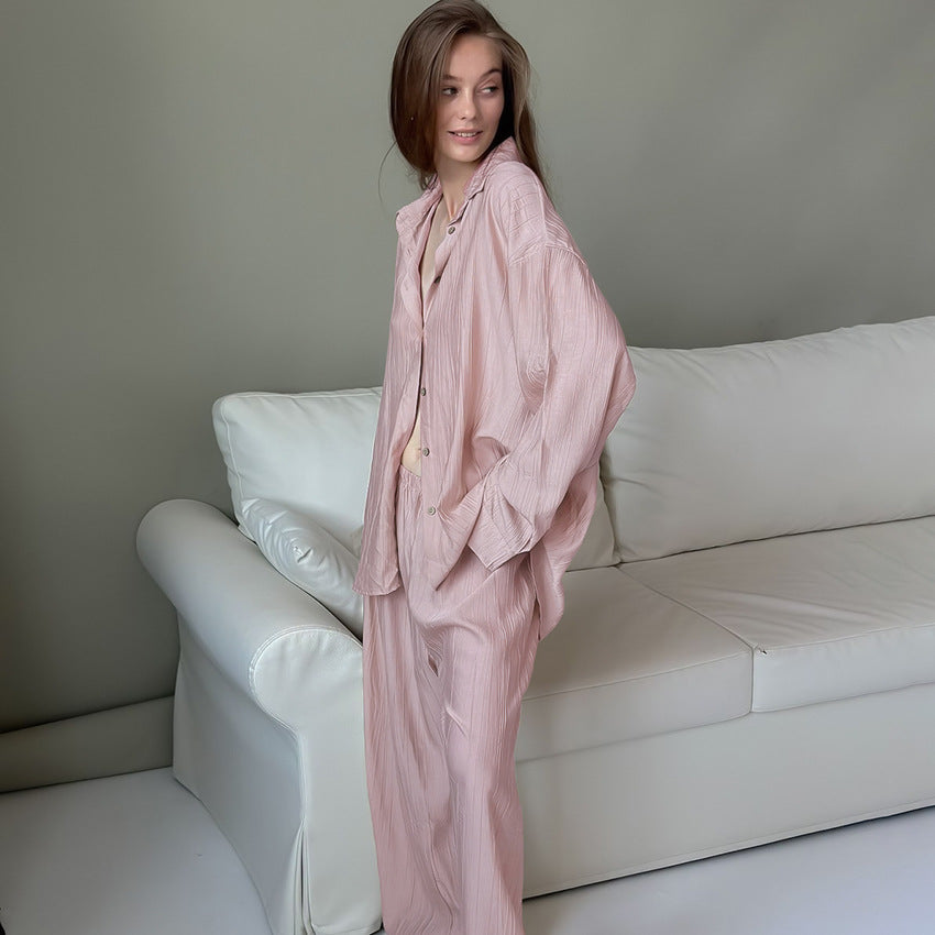 Ensemble Homewear Femme Décontracté Ample Automne Cardigan Manches Longues et Pantalon Adapté au Quotidien