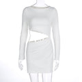 Robe moulante courte à col rond, ajourée et découpée, pour femme, collection automne-hiver