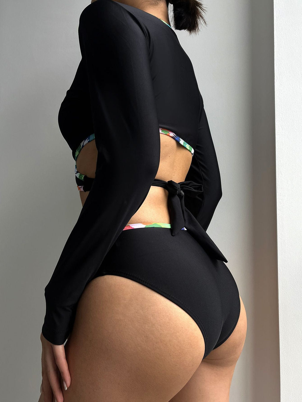 Langarm einfarbig Sexy Badeanzug Bikini Badeanzug Damen
