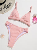 Damen Bademode Einfarbig Sexy Bikini Dreiecksriemen Rückenfrei Split-Badeanzug