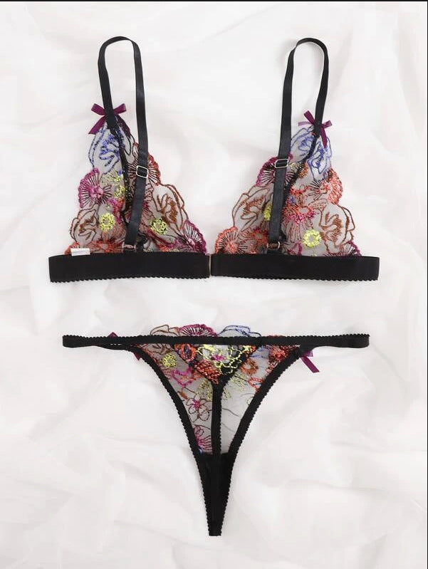 Sexy Dessous Sexy Spitze Transparenter Drei-Punkt-Bikini-Set