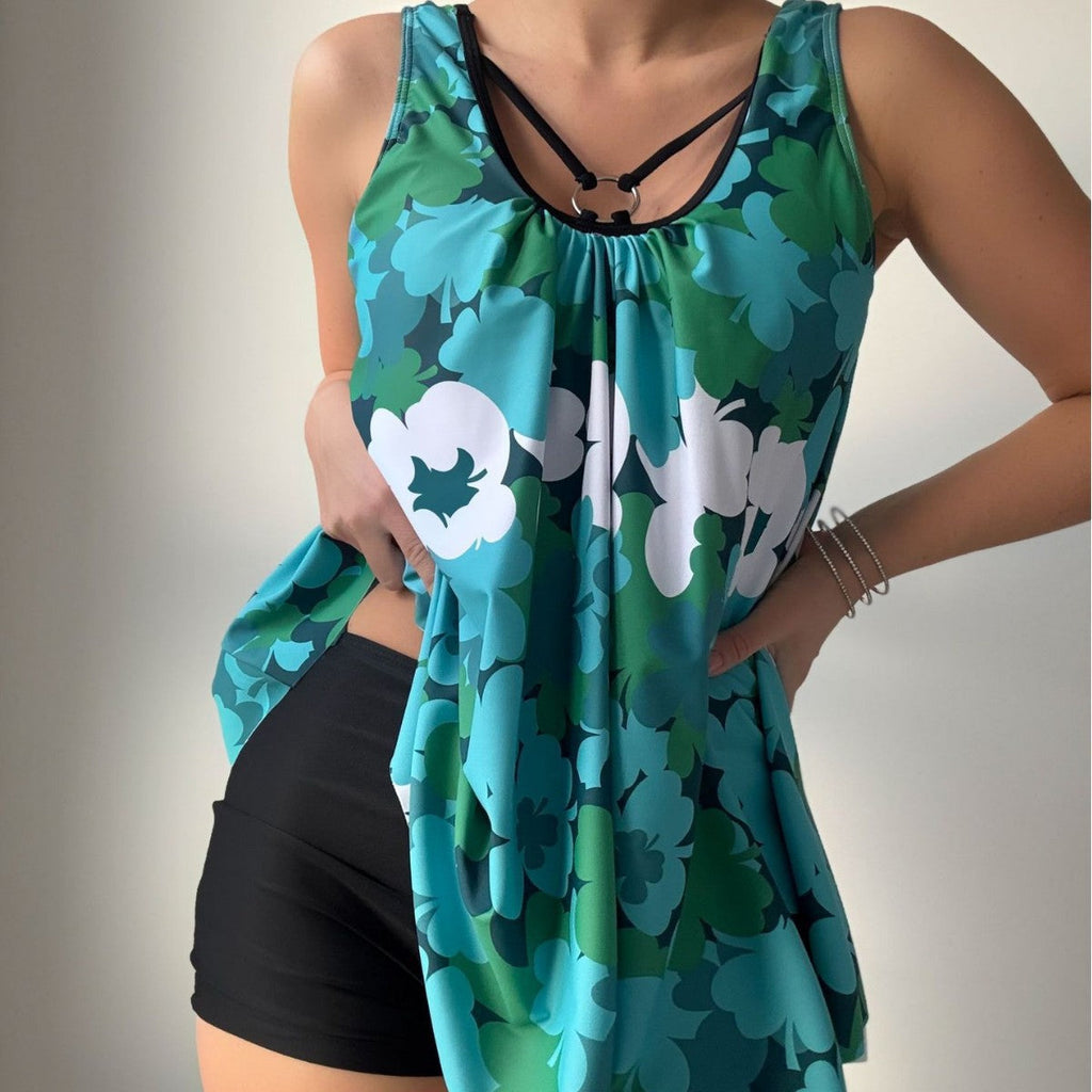 Maillot de bain deux pièces à imprimé floral pour femme