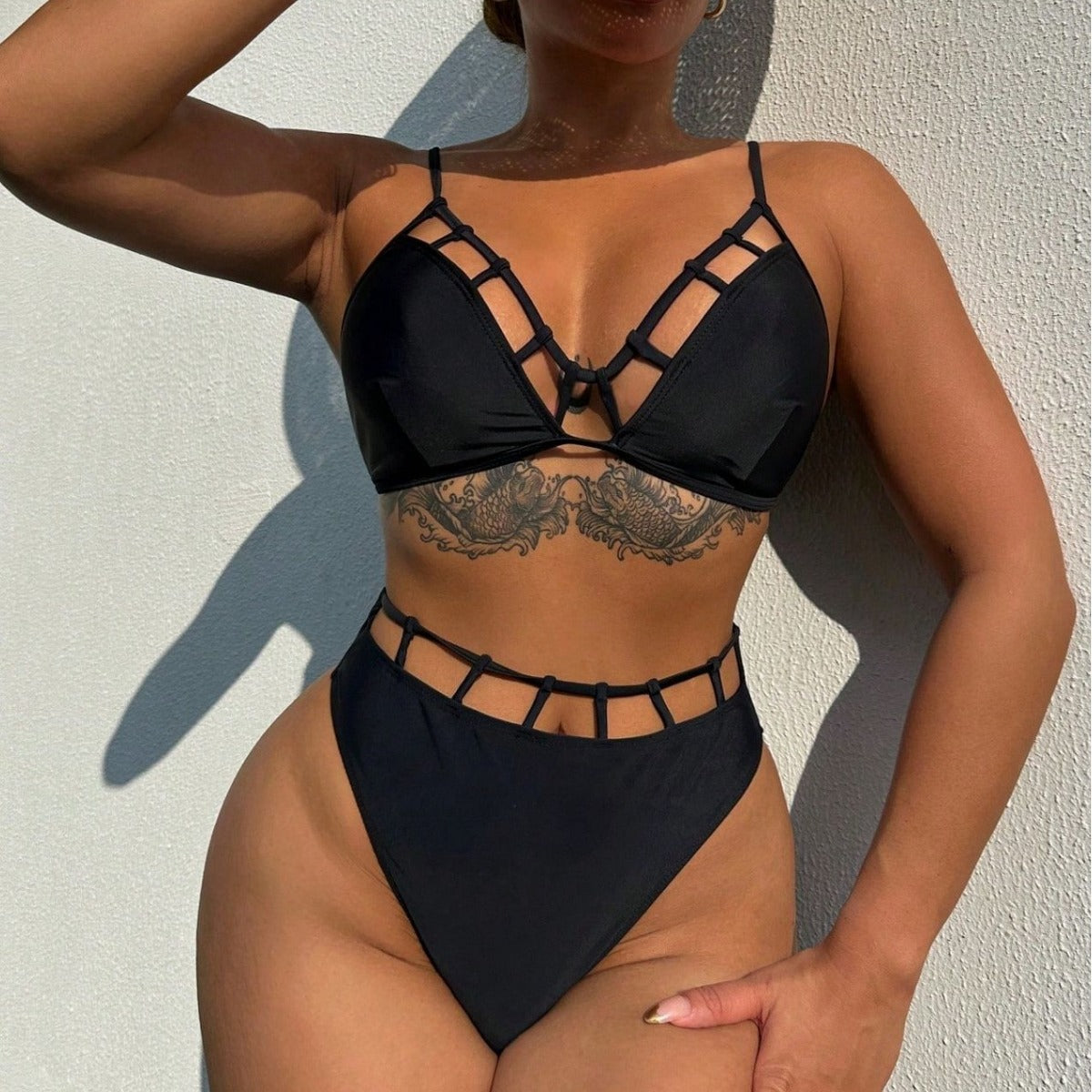 Maillot de bain deux pièces noir pur