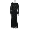 Robe sexy imprimée dos nu à manches longues pour femme - Élégance et mode automnale