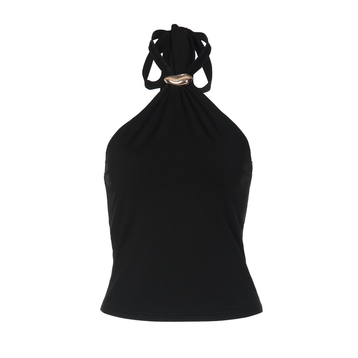 Französisches verstellbares Schnallen-Schnürtop für Damen, Frühling, sexy, rückenfreies, einfarbiges Tube Top, Weste