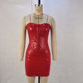 Leder Tube Top Paket Hüftkleid Herbst Sexy Rückenfrei Taillenbetontes Off Neck Damenkleid