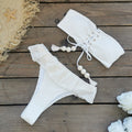 Damen Tube-Top High Waist mit Trägern Split-Badeanzug Rüschen Einfarbig Faden Bikini