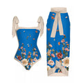 Maillot de bain deux pièces en maille avec impression numérique de type robe fourreau pour femme