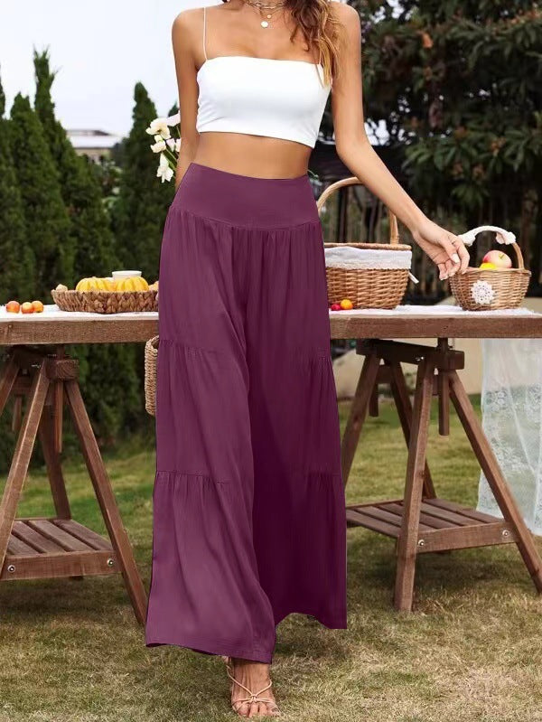 Spot Goods Sommer Lässige Weite Beinhose Aus Baumwollleinen Beliebte High Waist Loose Hose Damen Hose