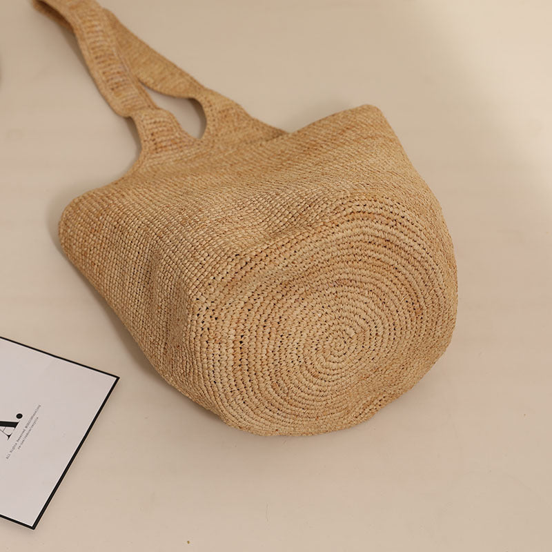 Grand sac à bandoulière en paille, sac seau en paille, sac tissé, sac de plage pour les vacances, sac pour femme