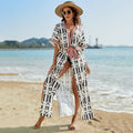 Élastique Impression Maillot de Bain Cardigan Sexy Vacances Protection Solaire Kimono de Plage