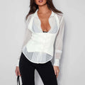 Damen Polo-Kragen-Shirt-Weste Zweiteiliges Set Sexy Neckholder Taillenbetontes Top
