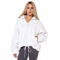 Manteau décontracté original tricoté en polyester à capuche et fermeture éclair de couleur unie pour femme