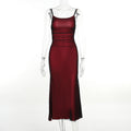 Damen Kontrastfarben Hosenträgerkleid Sommer Sexy Slim Fit Pures Kleid für Damen