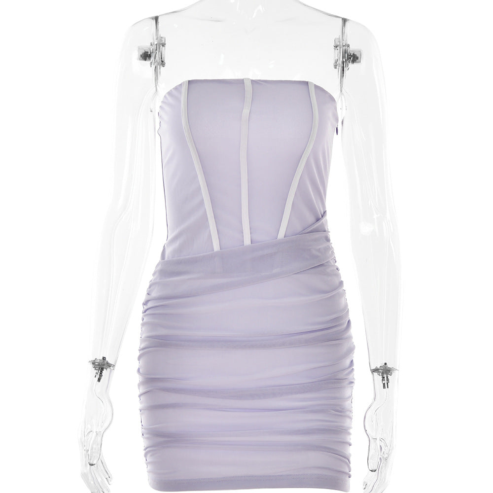 Robe bustier femme, col dégagé, mode sexy, boîte de nuit, dos nu, hanches