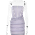 Robe bustier femme, col dégagé, mode sexy, boîte de nuit, dos nu, hanches