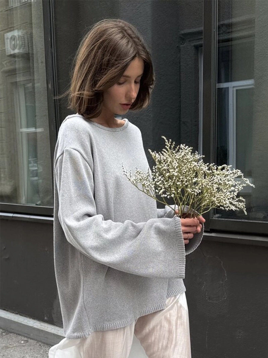 Pull en coton, automne hiver, dos nu, pull en tricot ample pour femme