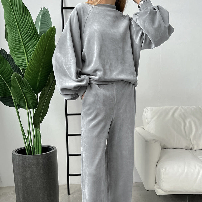 Herbst Winter Langarm-Hose Bequemer Pyjama Damen Warme lockere Oberbekleidung Homewear