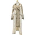 Manteau Élégant Femme Automne Coupe Cintrée Dentelle Couture Design Haut de Gamme