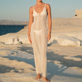 Robe de Vacances Sexy Col Bas Couleur Unie Dos Nu Robe de Plage à Bretelles Couleur Unie
