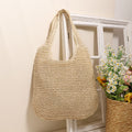 Grand sac à bandoulière en paille grande capacité, sac en paille simple, sac tissé, sac de plage de vacances, sac décontracté pour femme
