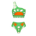 Maillot de bain imprimé amincissant les épaules pour femmes, bikini taille haute