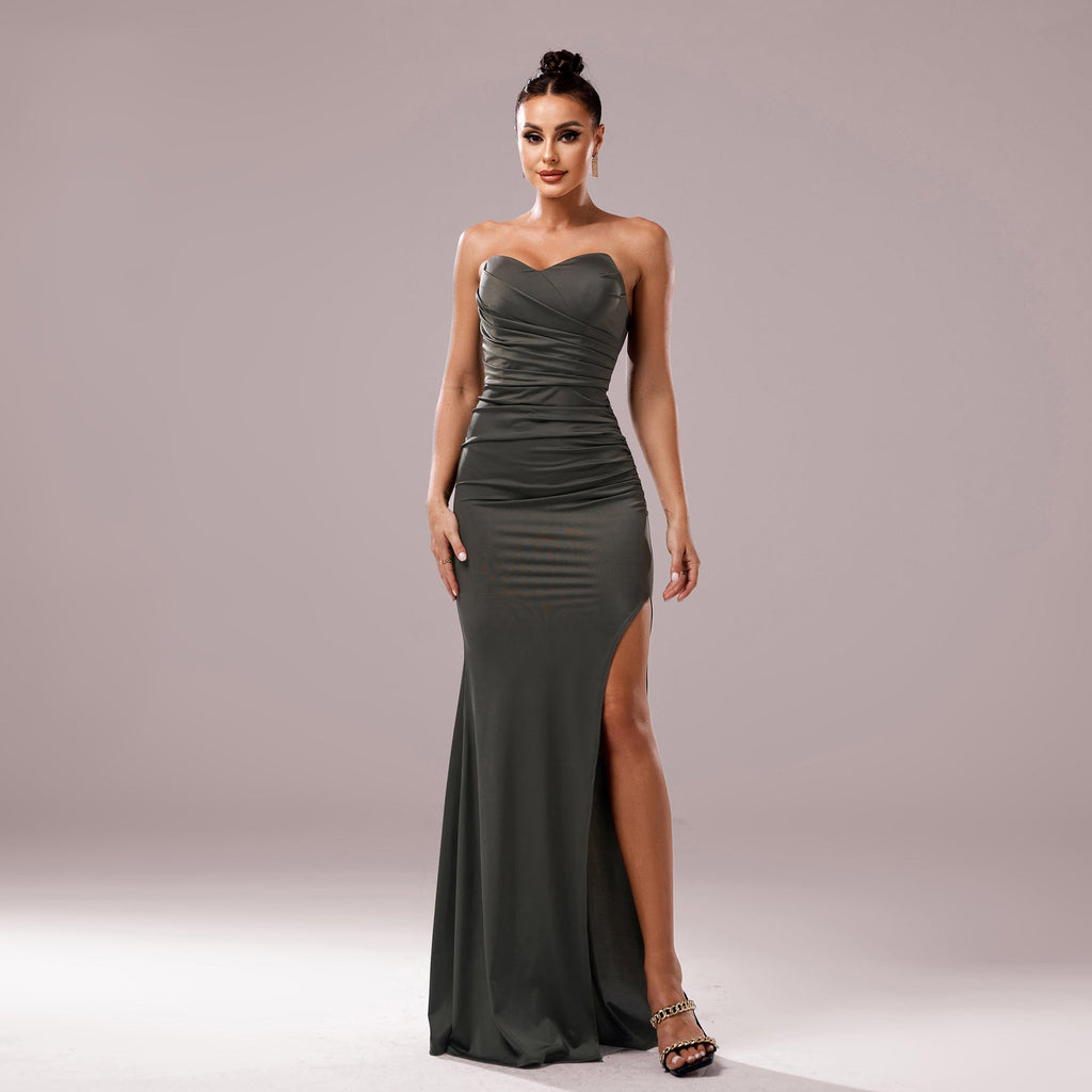 Robe de soirée sirène moulante à épaules dénudées avec bustier pour femme