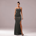 Robe de soirée sirène moulante à épaules dénudées avec bustier pour femme