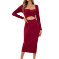 Robe moulante à fente latérale avec découpes évidées à la taille au design sexy