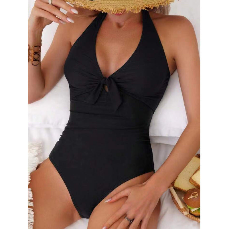 Einteiliger Badeanzug Damen Sexy Bikini Bikini Unifarben Gebundener Badeanzug