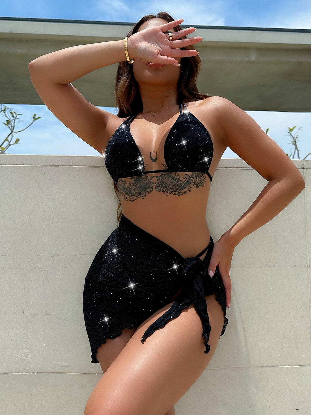 Bikini Dreiteiliger Badeanzug Bikini Badeanzug Damen Fission Badeanzug