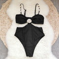 Haut de maillot bustier noir pur une pièce bikini taille haute maillot de bain femme sexy dos nu
