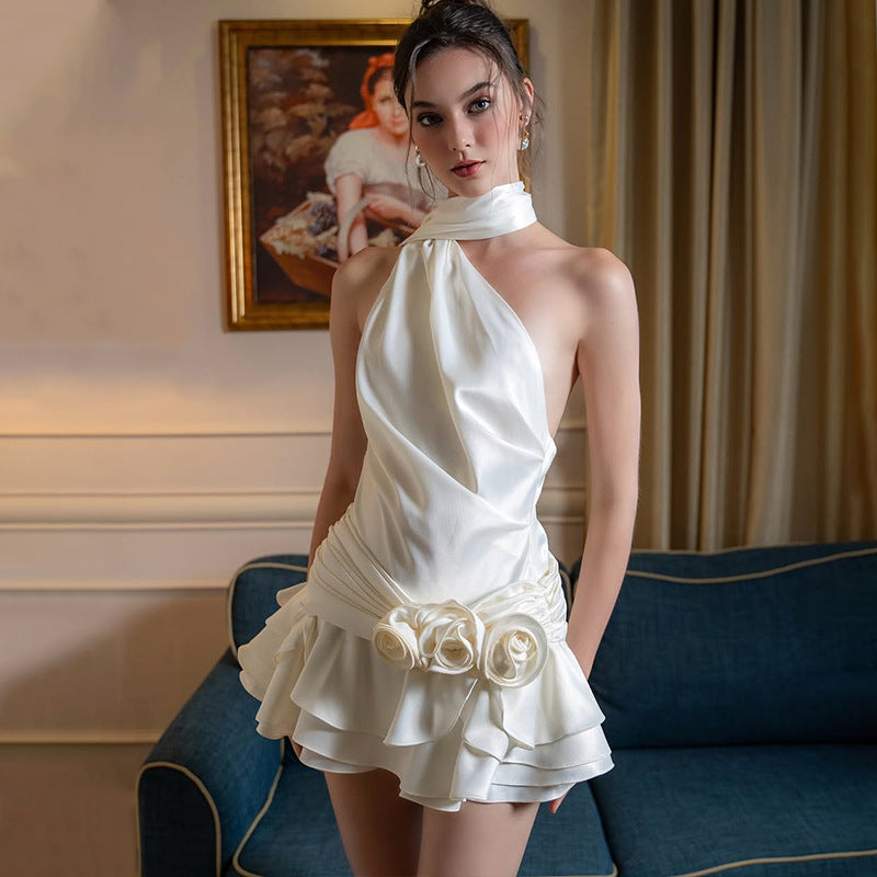Robe de soirée élégante en satin, sexy, dos nu, pour femme, collection printemps