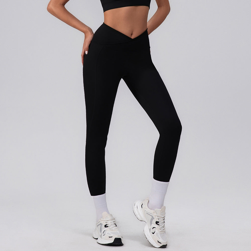 Nahtlose, schnell trocknende Yogahose für Damen, V-förmiger Bogen, Pfirsich-Sporthose, hohe Taille, Hüftstraffende Fitnesshose